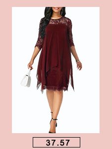 Chiffon Overlay Three Quarter Sleeve Dress