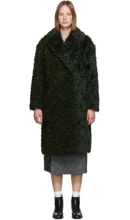 3.1 Phillip Lim - Green Two Tone Faux Shearling Coat