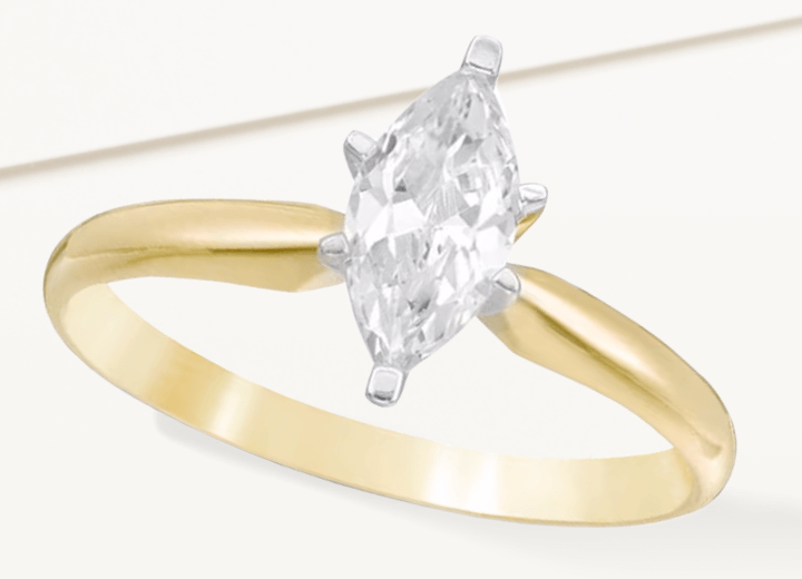 Certified Marquise-Cut Diamond Solitaire Engagement Ring 1 ct tw 14K Yellow Gold (I/I1)