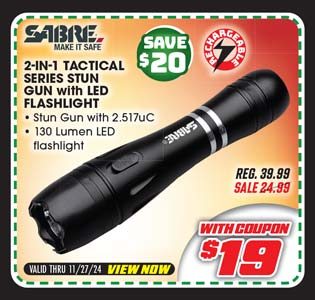 Sabre 2-in-1 Tactical Series Stun Gun with LED Flashlight