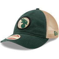 Men's New Era Green Oakland Athletics Cooperstown Collection Front Patched Trucker 9TWENTY Adjustable Hat