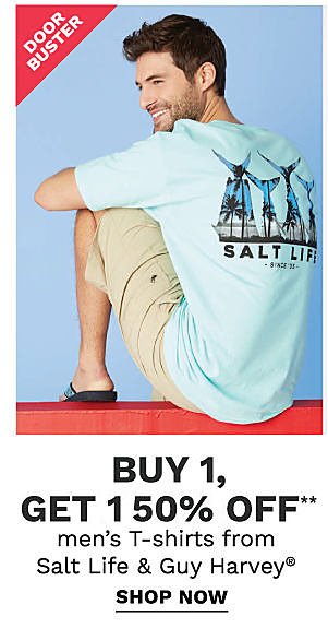 Buy 1, Get 50% off men's T-shirts from Salt Life & Guy Harvery