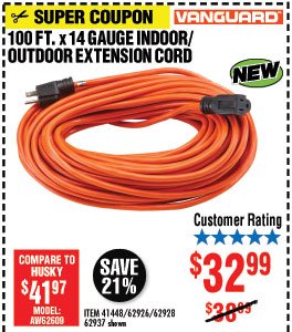 100 ft. x 14 Gauge Indoor/Outdoor Extension Cord