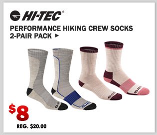 HI-TEC Performance Hiking Crew Socks 2-Pair Pack