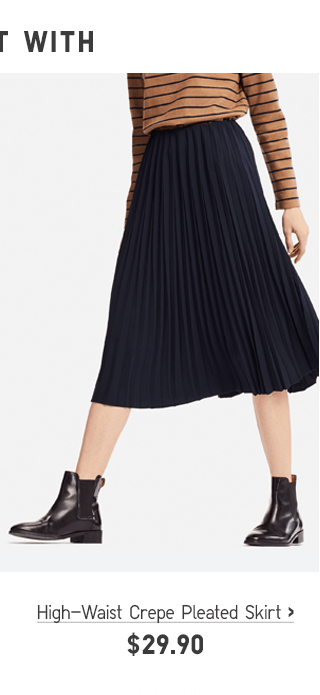 HIGH-WAIST CREPE PLEATED SKIRT $29.90