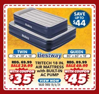 Bestway Twin or Queen Tritech Air Mattress with Built-in AC Pump