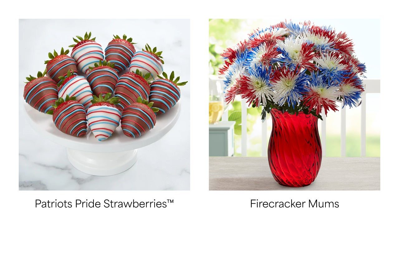 PATRIOTS PRIDE STRAWBERRIES, FIRECRACKER MUMS