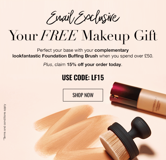 Email Exclusive FREE lookfantastic Foundation Buffing Brush + 15% Off with code LF15