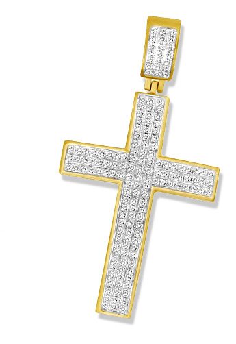 Men's Gold and Diamond Cross Necklace