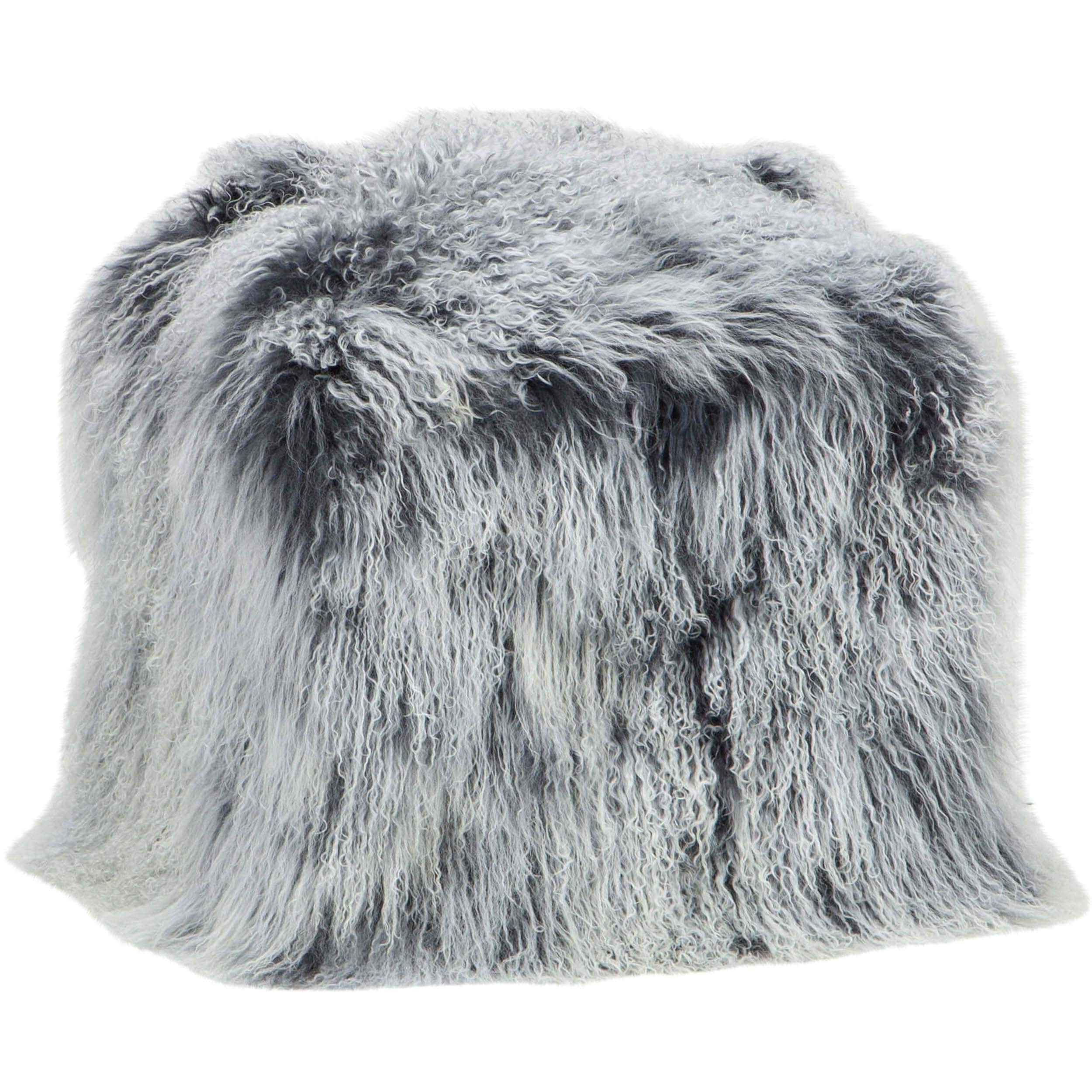 Image of Mongolian Cube Pouf, Stone Grey