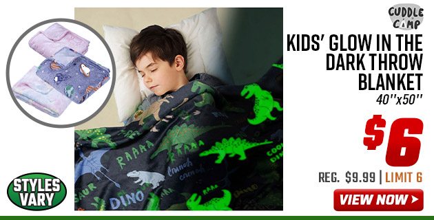 Cuddle Camp Kids' Glow in the Dark Throw Blanket 