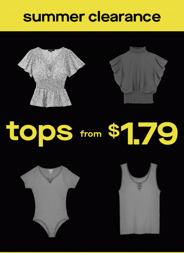 summer clearance tops from $1.79