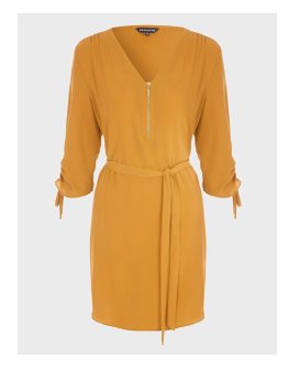 Mustard front zip dress