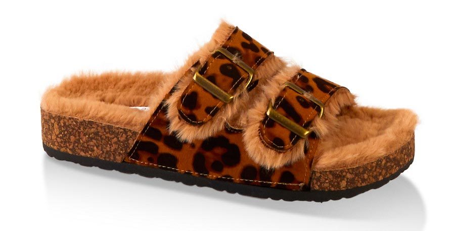 Faux Fur Lined Footbed Sandals