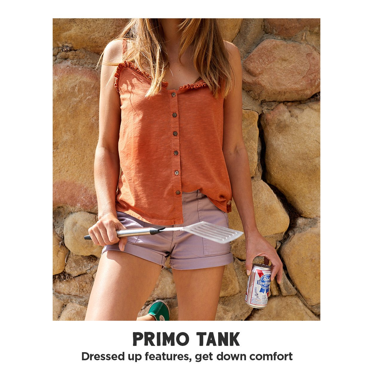 Primo Button Front Tank - Dressed up features, get down comfort