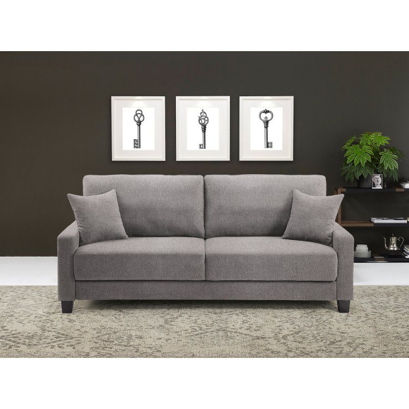 Ella Mushroom Gray Drop Back Queen Convertible Sofa Bed - Winston