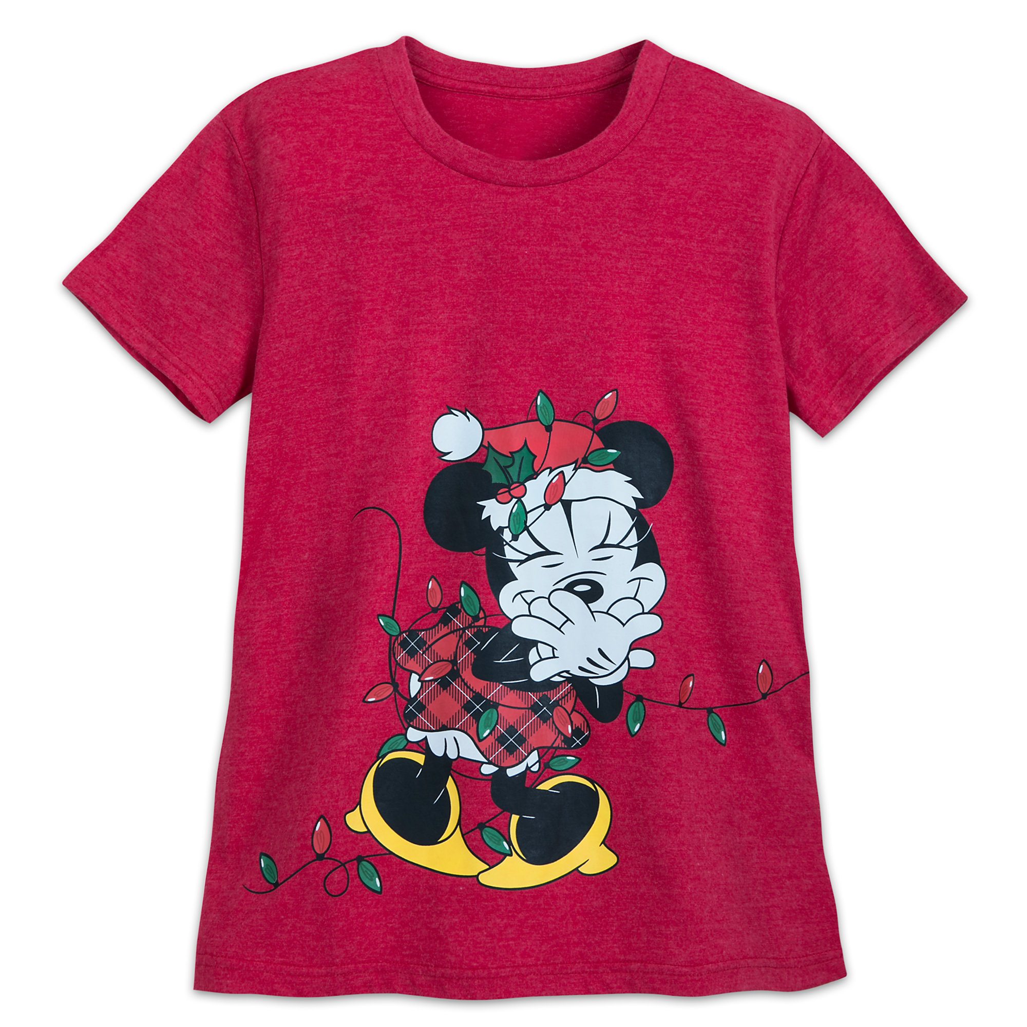 Santa Minnie Mouse Holiday Lights T-Shirt for Women