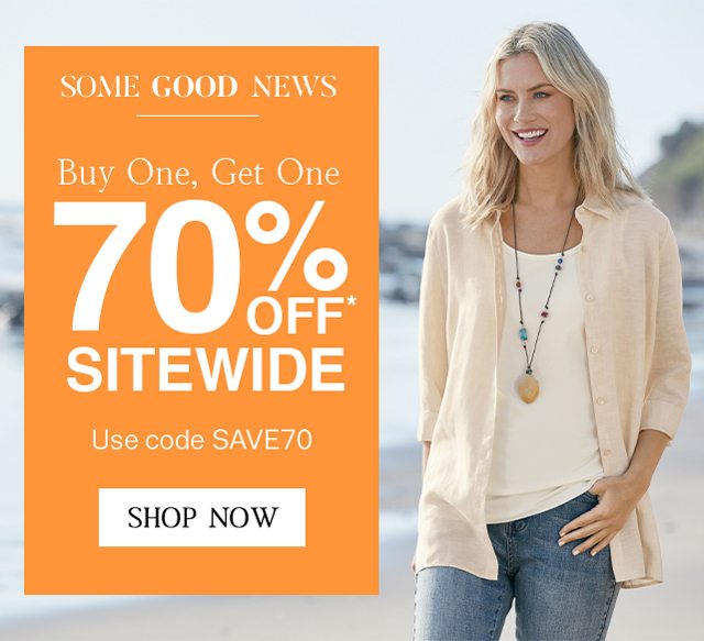 Buy one, get one for 70% off sitewide!