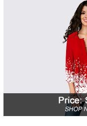 Printed Button Front Three Quarter Sleeve Blouse
