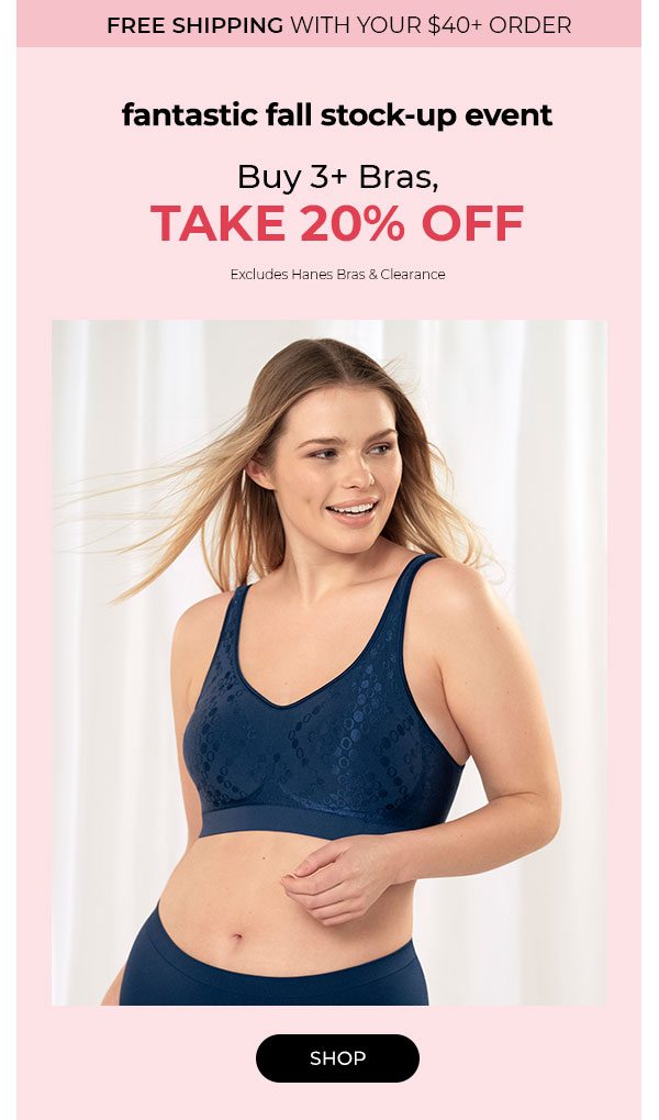 Buy 3+ Bras, Take 20% Off + Ship Free with $40 Order