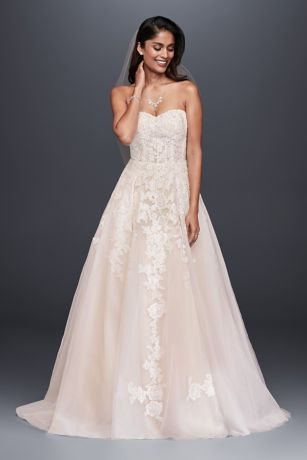 Sheer Lace and Tulle Ball Gown Wedding Dress