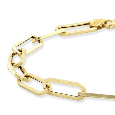 Hollow Paperclip Bracelet 10K Yellow Gold 7.5''