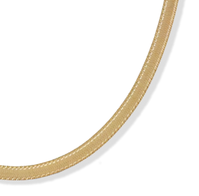 Diamond-Cut Solid Herringbone Chain Necklace 4mm 14K Yellow Gold 18''