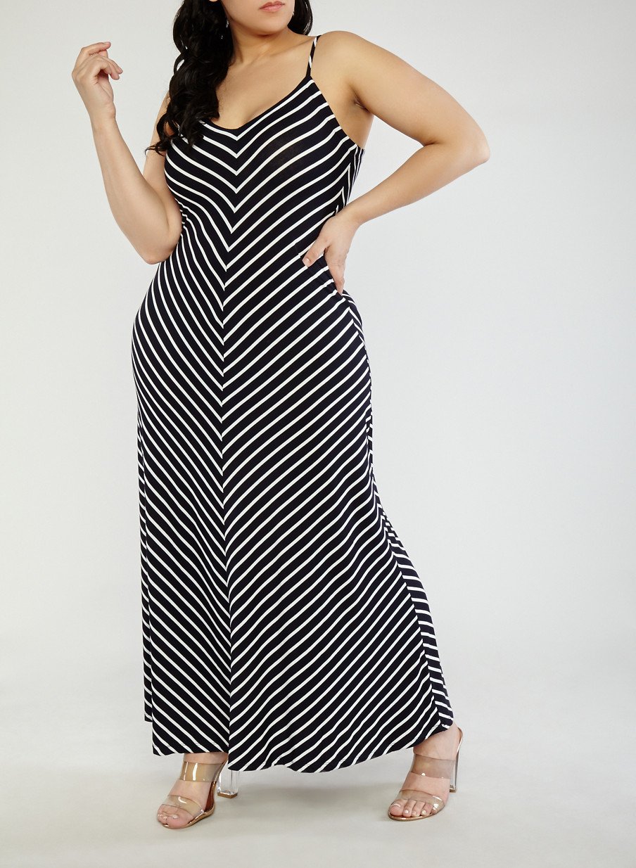 Plus Size Striped Maxi Dress