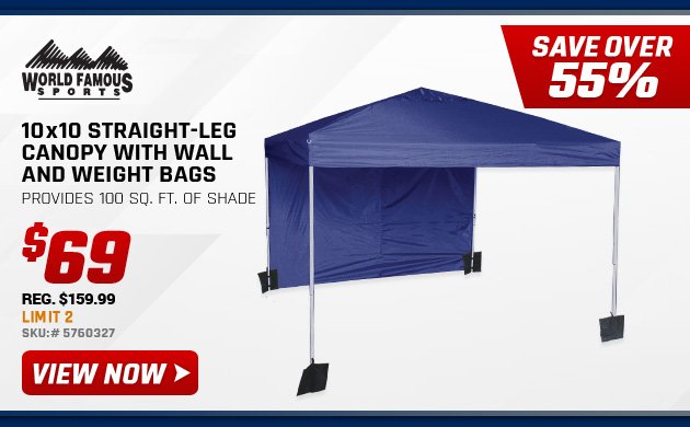 World Famous Sports 10x10 Straight-Leg Canopy with Wall and Weight Bags