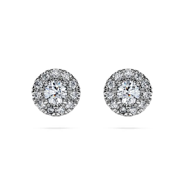 Eternity halo stud earrings, Lab-grown diamonds 0.45 ct tw, Round cut, Sterling silver