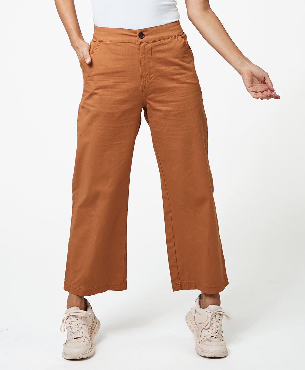 Wide Leg Cropped Pant in Camel