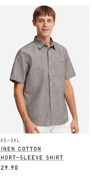 BODY4 - MEN LINEN COTTON SHORT-SLEEVE SHIRT