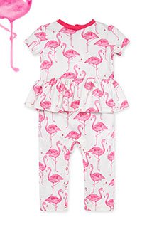 Flamingo Friends Organic Baby Jumpsuit