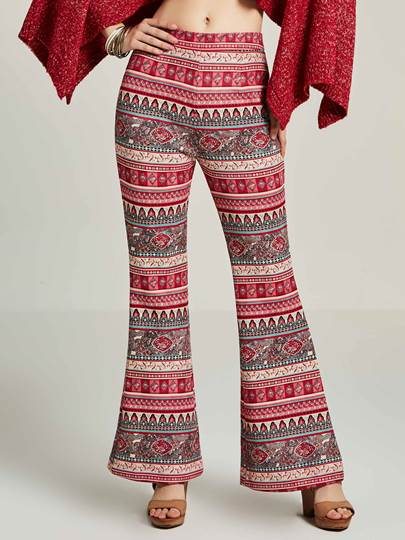 Geometric Print Bellbottoms Women's Pants