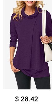 Long Sleeve Cowl Neck Layered T Shirt