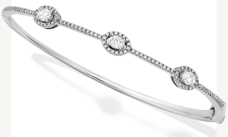 Lab-Grown Diamonds by KAY Oval-Cut Bangle Bracelet 1 ct tw 14K White Gold