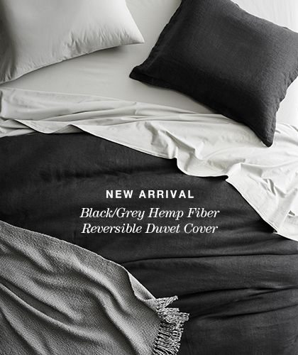 Black/Grey Hemp Fiber Reversible Duvet Cover