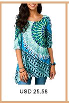 Asymmetric Hem Half Sleeve Printed Blouse