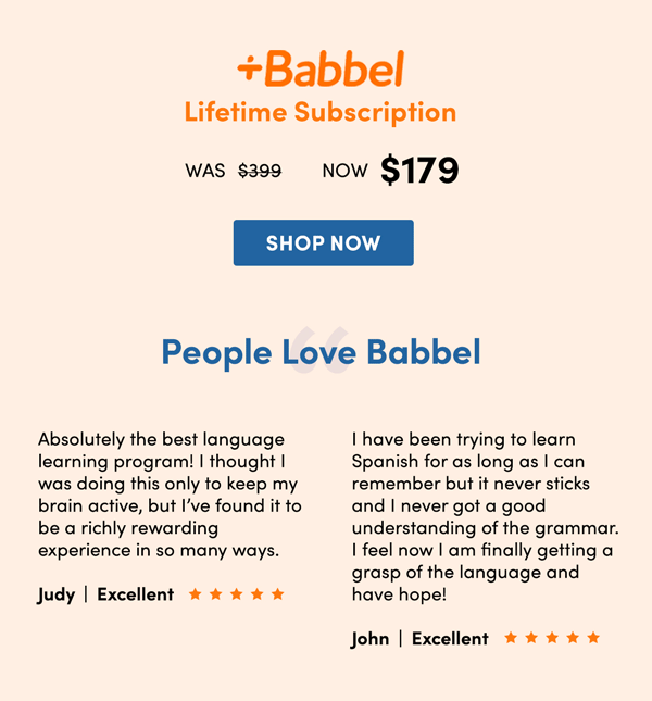 Last Chance For Lifetime Access to Our Best-Selling App! Babbel | Shop Now