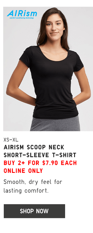 AIRISM SCOOP NECK SHORT-SLEEVE T-SHIRT , BUY 2+ FOR $7.90 EACH - SHOP NOW