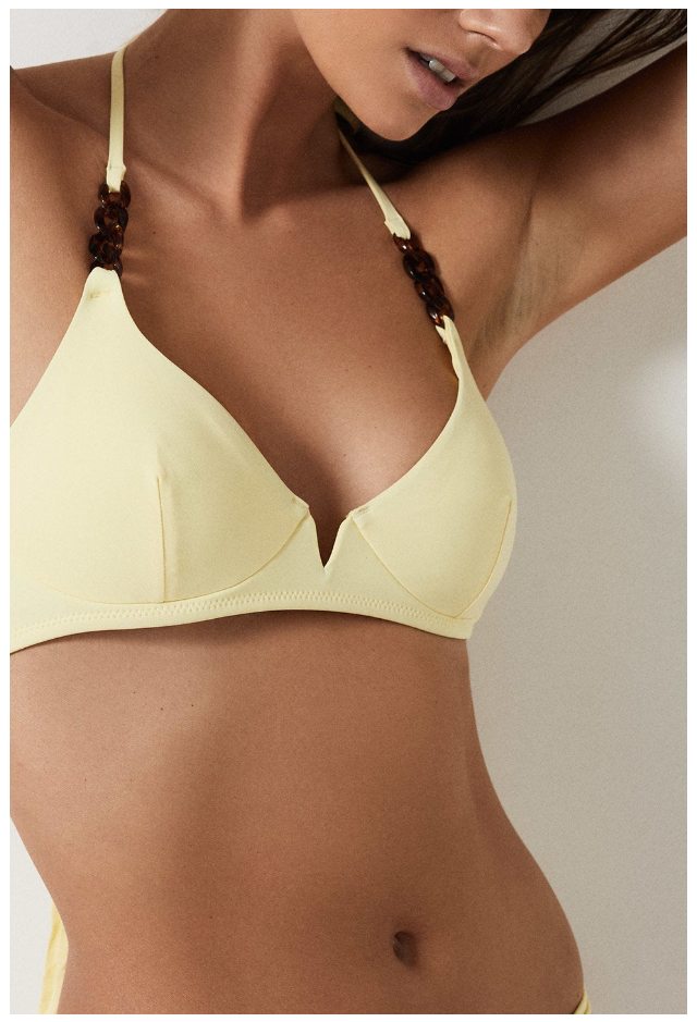 Myra Yellow Underwire Halterneck Bikini Top