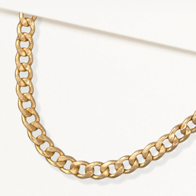 Hollow Curb Chain Necklace 14K Yellow Gold 22''