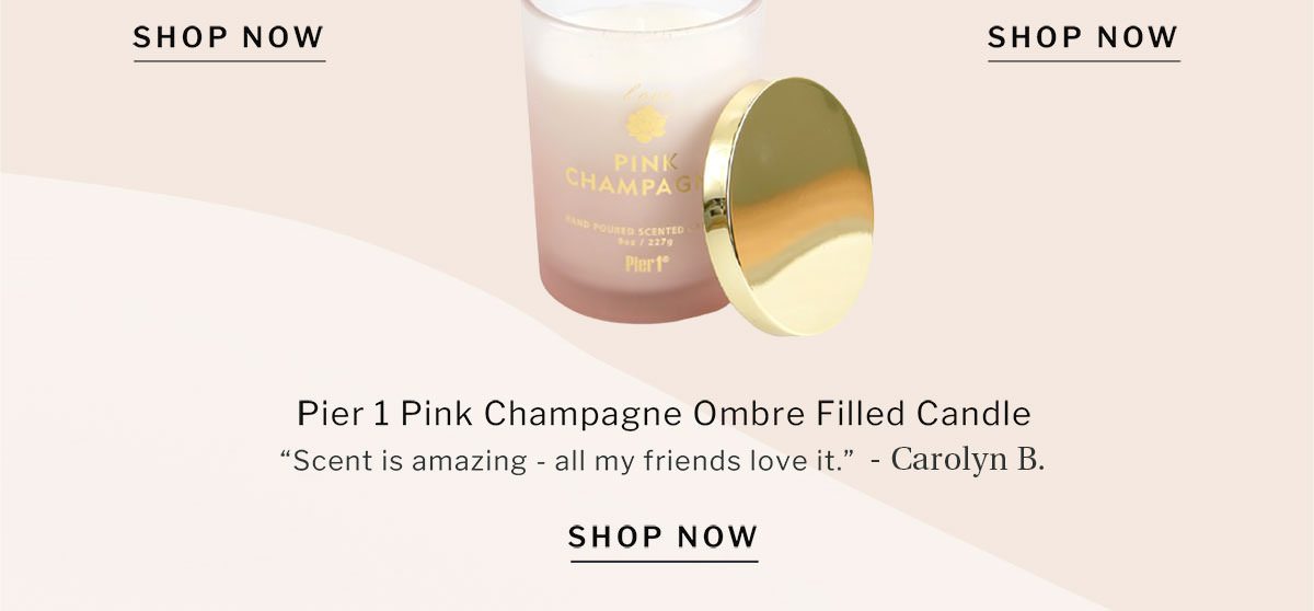 Pier 1 Pink Champagne Ombre Filled Candle 8oz | SHOP NOW