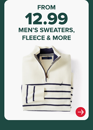 A white sweater with blue stripes. From 12.99 men's sweaters, fleece and more.