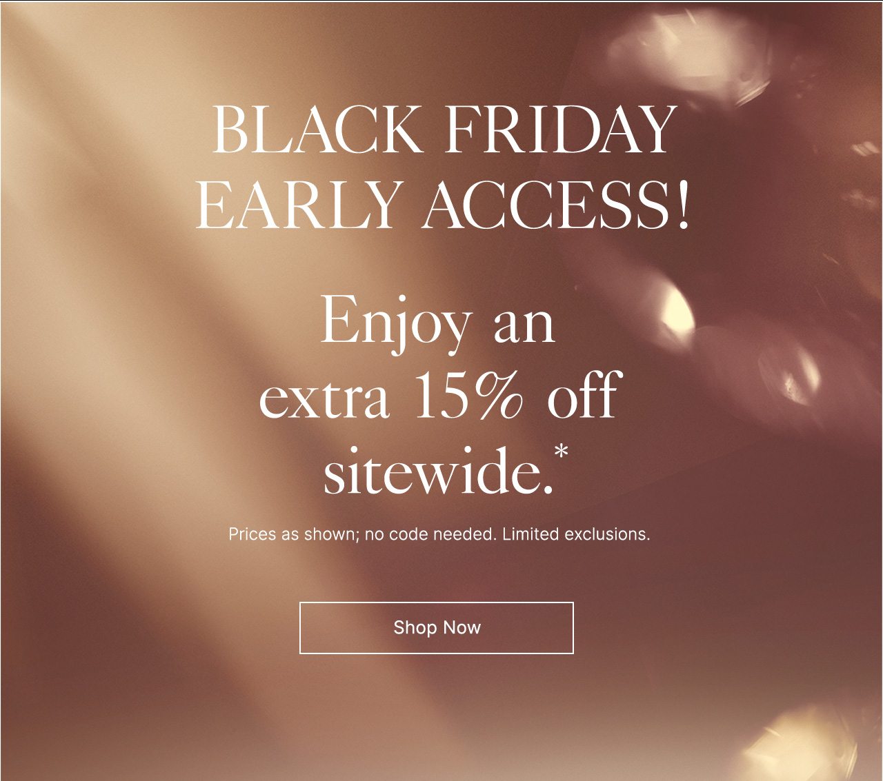 Black Friday Early Access Begins! Enjoy an extra 15% off sitewide.