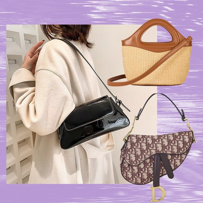 Best purses on Amazon collage featuring types of handbags and woman holding one