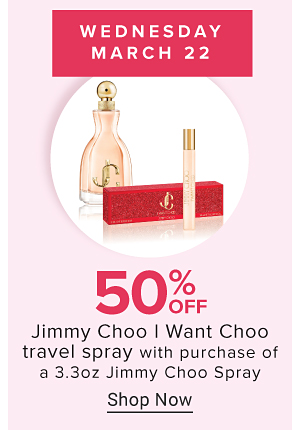 50% off Jimmy Choo I want Choo travel spray with purchase of a 3.3 oz Jimmy Choo Spray. Shop now.