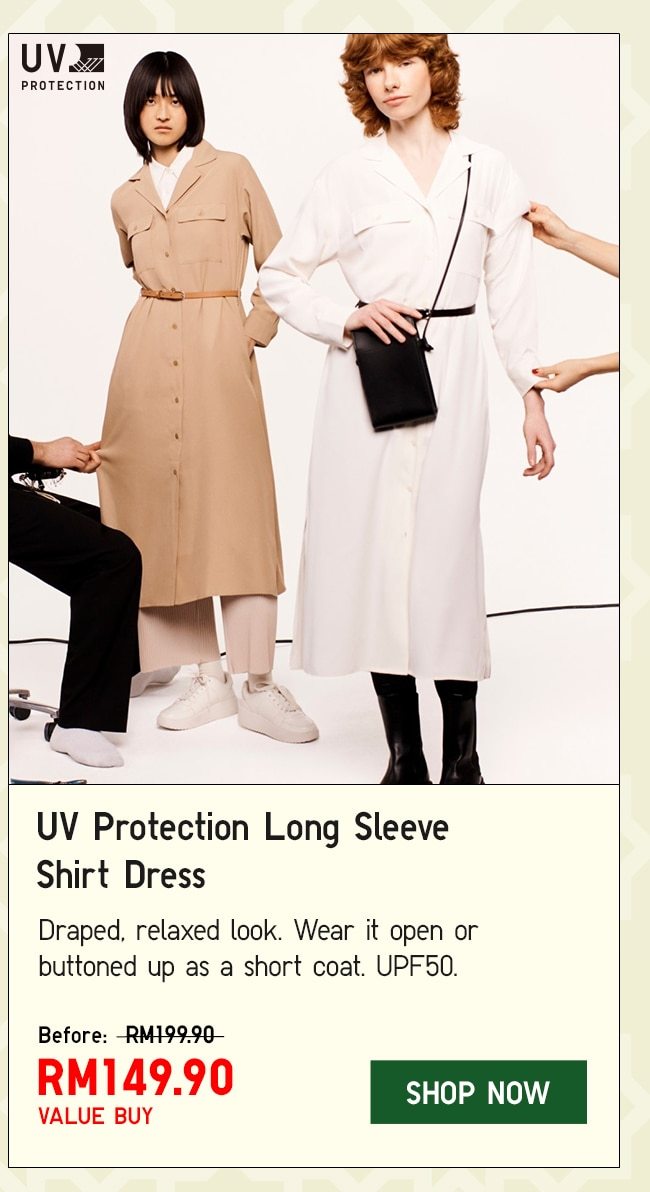 UV Protection Long Sleeve Shirt Dress