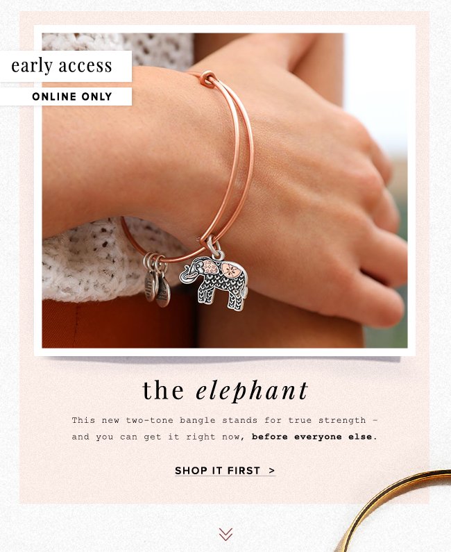 You've just been granted early access to the new two-tone Elephant charm bangle. Get it before everyone else