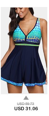 Navy Scoop Back Printed One Piece Swimdress